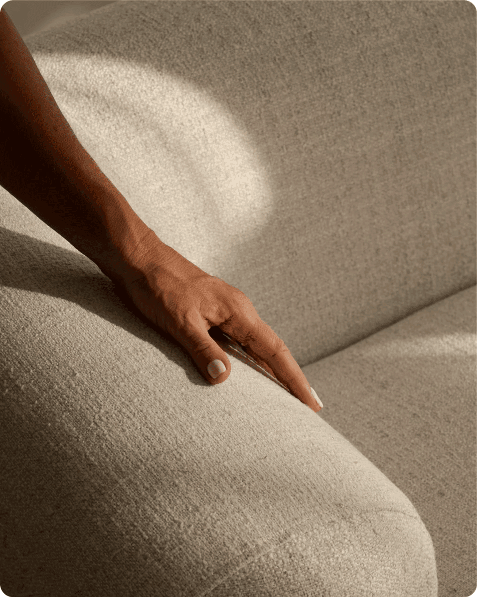 Photographed furniture pieces in studio lighting
